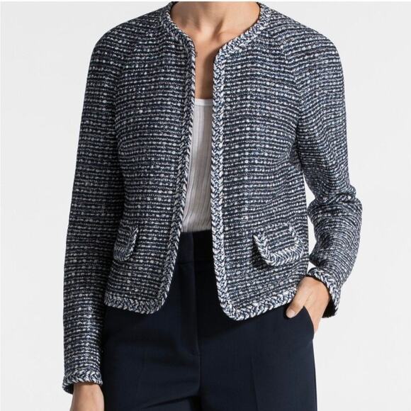 St. John Jackets & Blazers - St. John Camille Knit Blue Raglan Sleeve Jacket Women's 10 Stretch Wool Dog Show